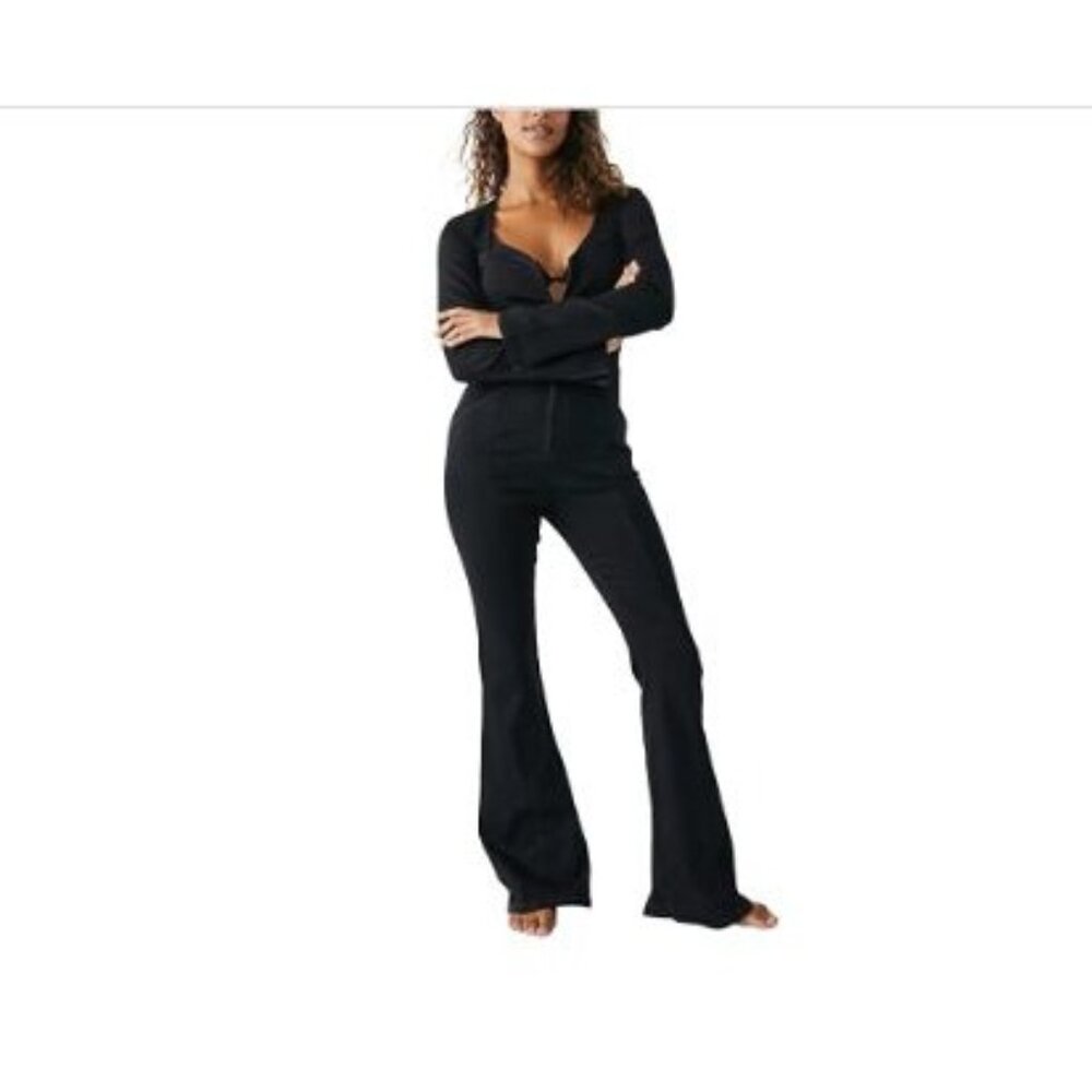 Free People Women's Nightrider Karly Jumpsuit Back‎ Cut Out Long Sleeve Size M
